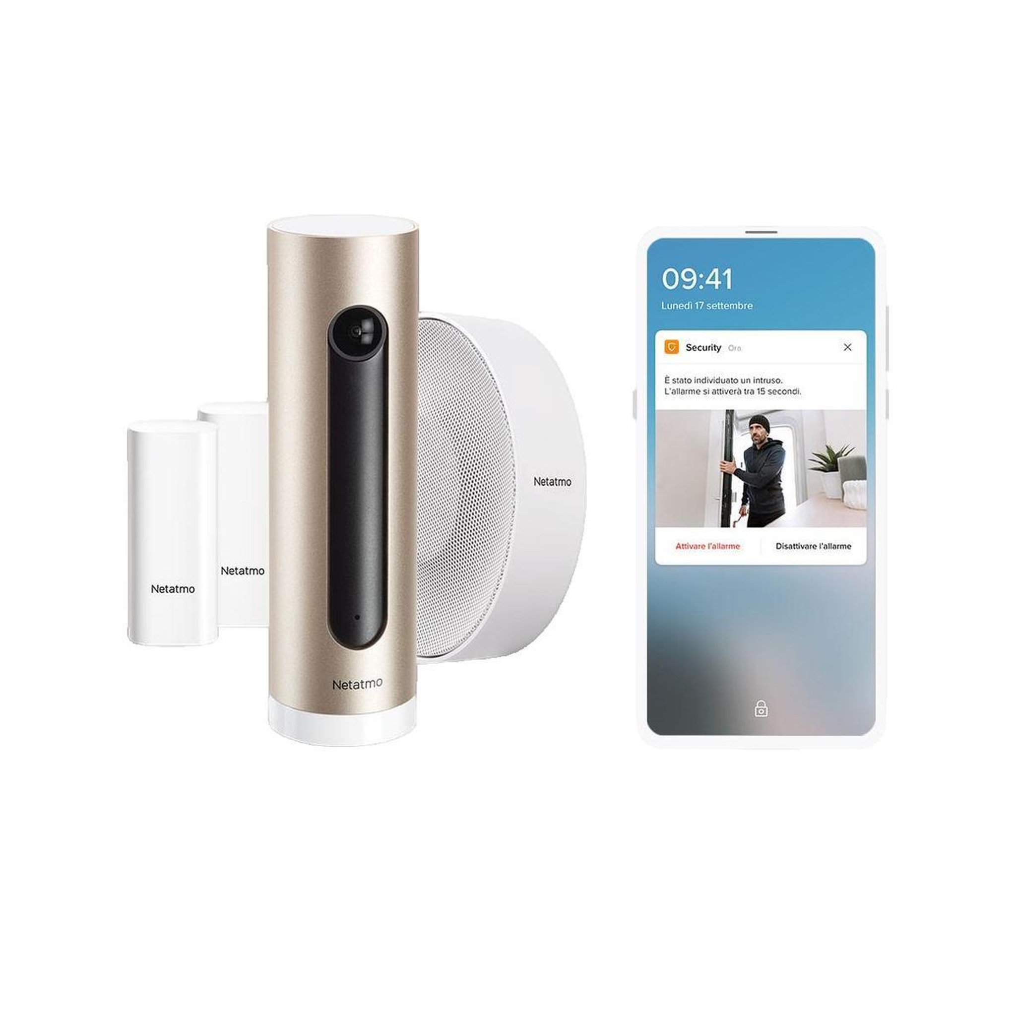 Voir la diapositive 2 : NETATMO Système de sécurité Netatmo NBU-ICSS-EU avec caméra intelligente et reconnaissance faciale