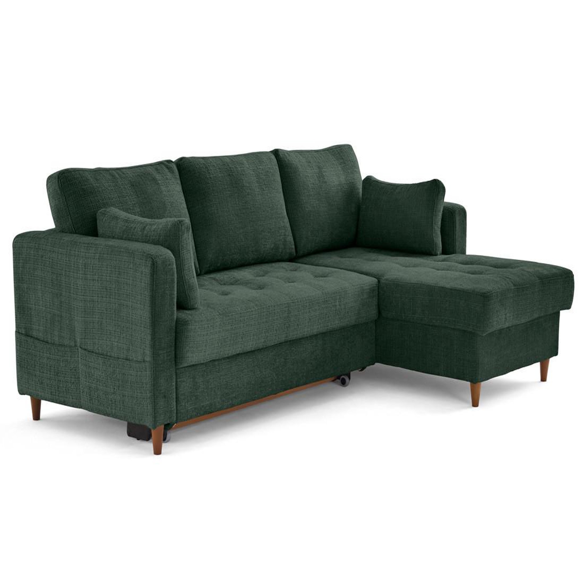 Voir la diapositive 4 : LISA DESIGN Anna - canapé d'angle droit 4 places convertible avec coffre en velours texturé