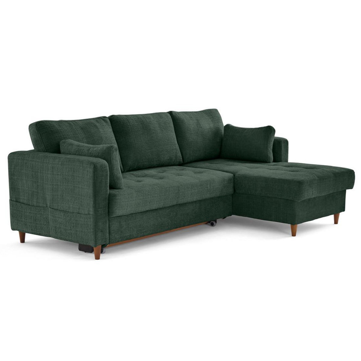 LISA DESIGN Anna - canapé d'angle droit 4 places convertible avec coffre en velours texturé