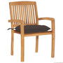 Voir la diapositive 2 : VIDAXL Chaises de jardin lot de 2 et coussins taupe Bois teck massif