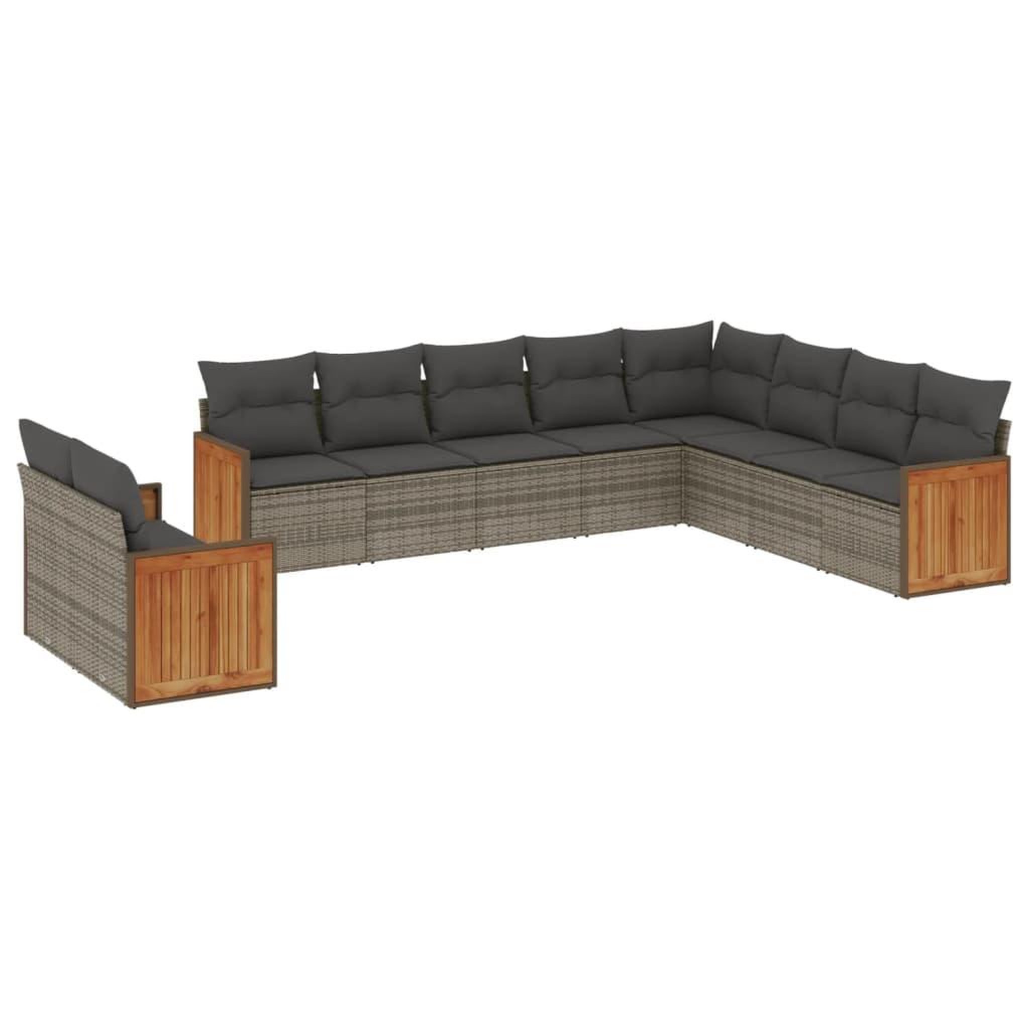 Voir la diapositive 2 : VIDAXL Salon de jardin avec coussins 10 pcs gris resine tressee