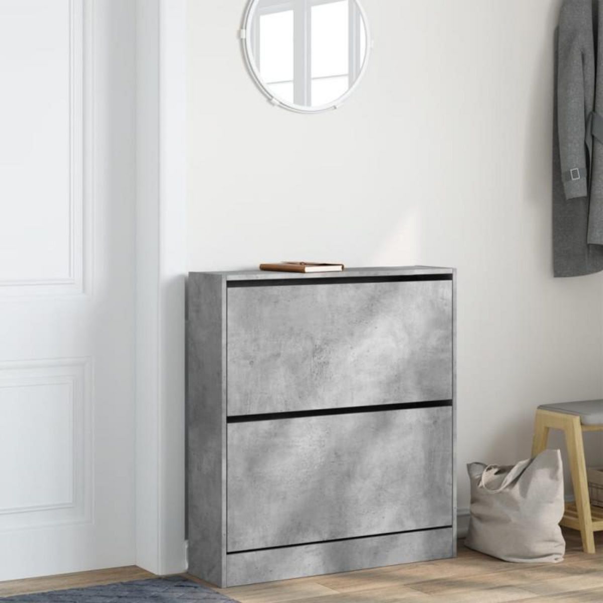 VIDAXL Armoire à chaussures gris béton 80x21x87,5 cm bois d ingénierie