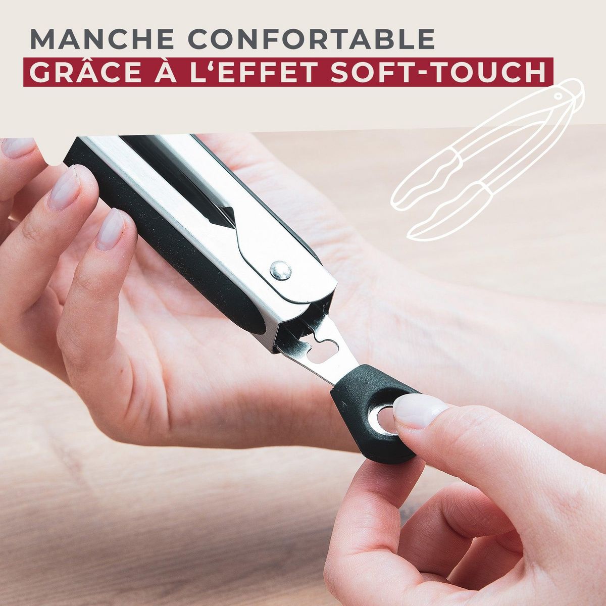 Fackelmann Pince de cuisine double embout 35 cm Fackelmann Penderie