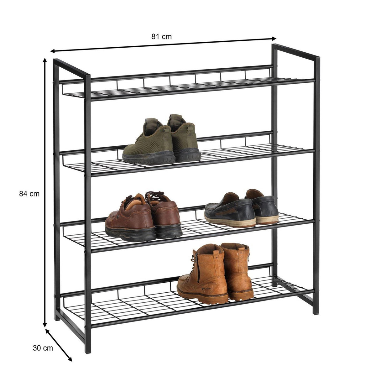 IDIMEX Étagère à chaussure ORDO, meuble à chaussure, rangement porte-chaussure à 4 niveaux en métal
