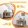 Voir la diapositive 5 : PAWHUT Cage pour chien sur pied - 2 portes verrouillables, coussin déhoussable inclus - acier filaire noir panneaux aspect bois brun