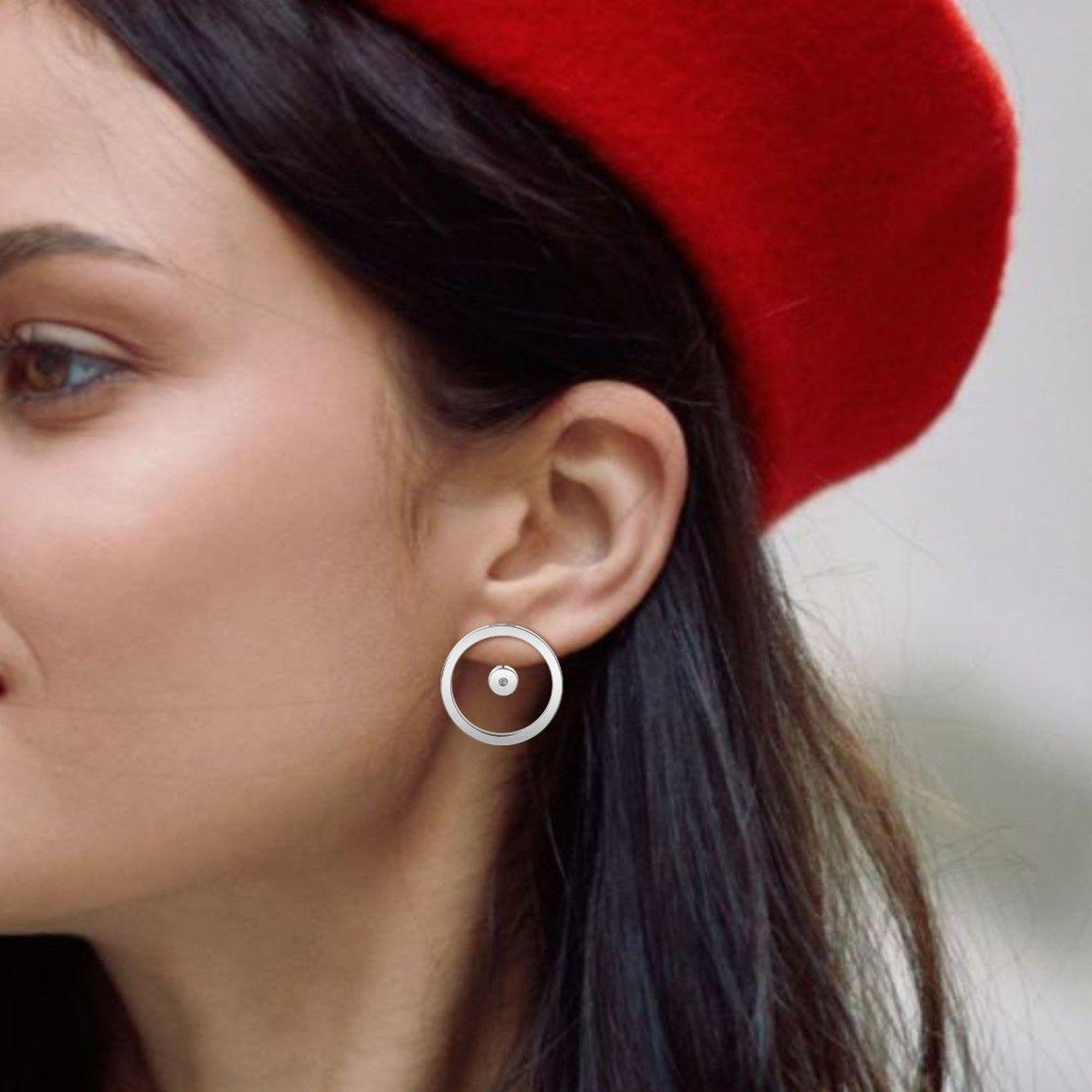 Voir la diapositive 2 : SC CRYSTAL Boucles d'oreilles par SC Crystal ornées d'un véritable diamant blanc