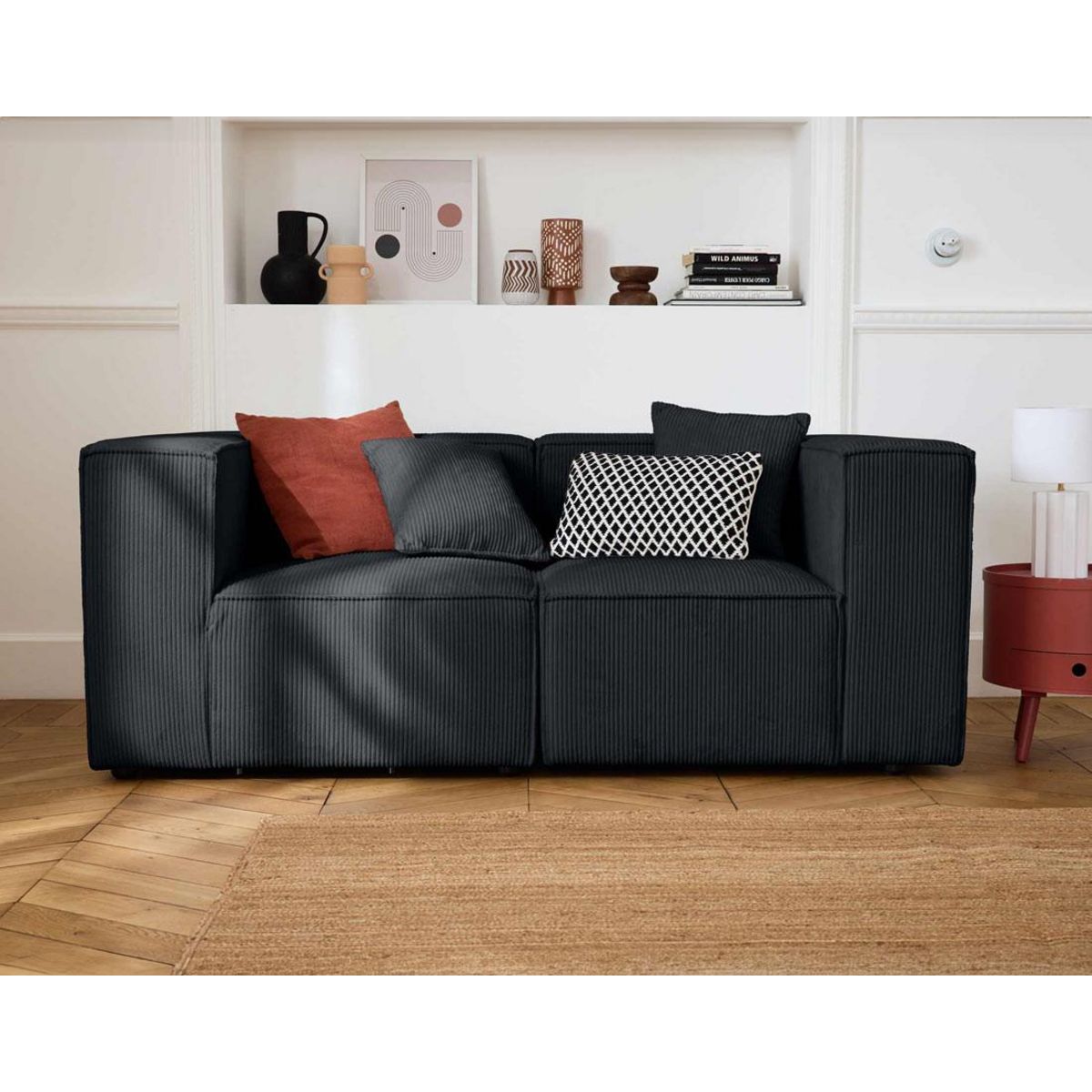 LISA DESIGN Arty - canapé modulable 2 places - en velours côtelé