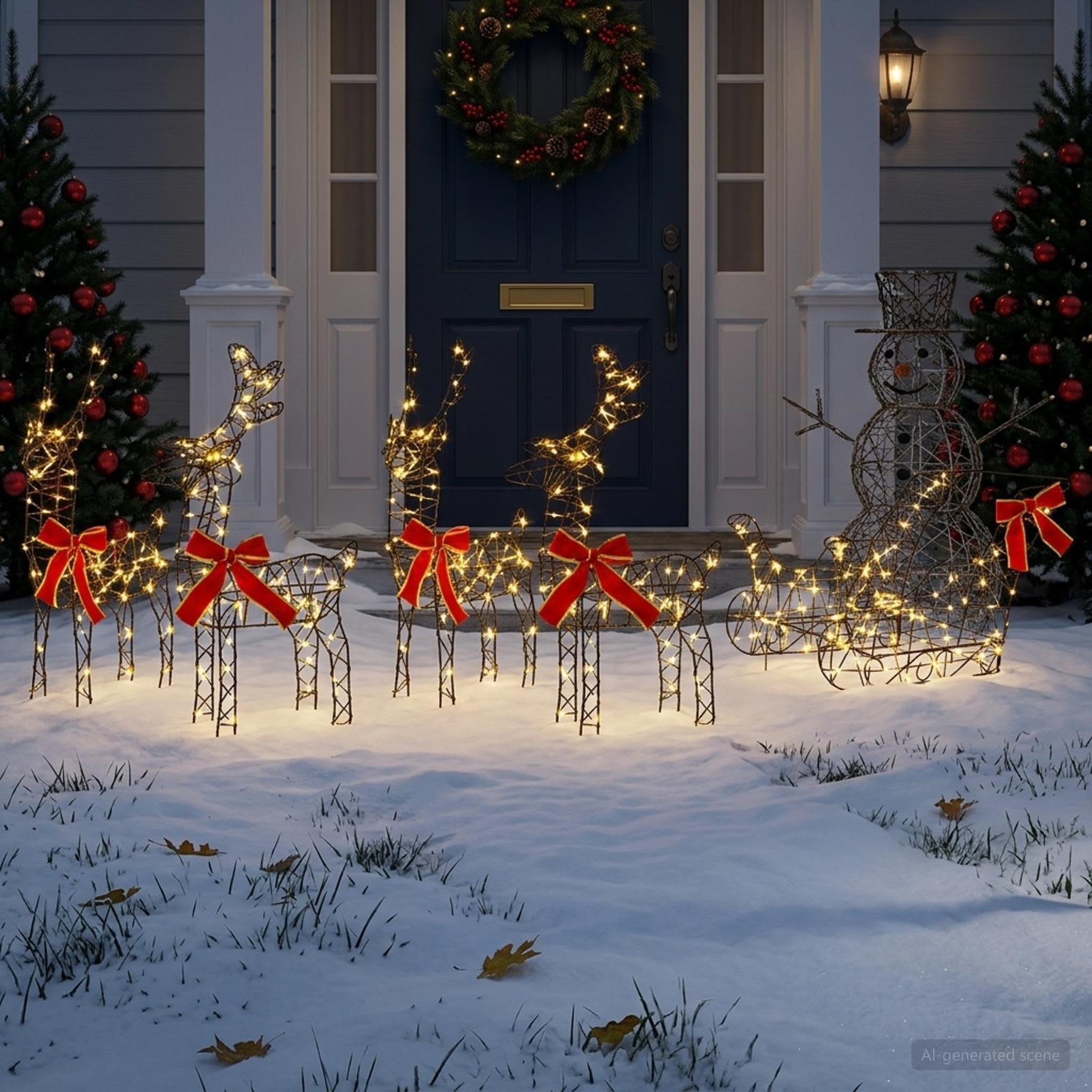Voir la diapositive 2 : VIDAXL Renne de Noël avec traîneau 5 pc 580 LED Blanc chaud