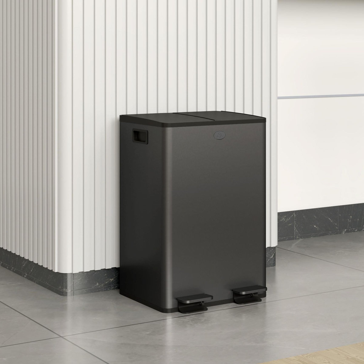 HOMCOM Poubelle de cuisine tri selectif 2 x 28L - poubelle à pédales - acier inox