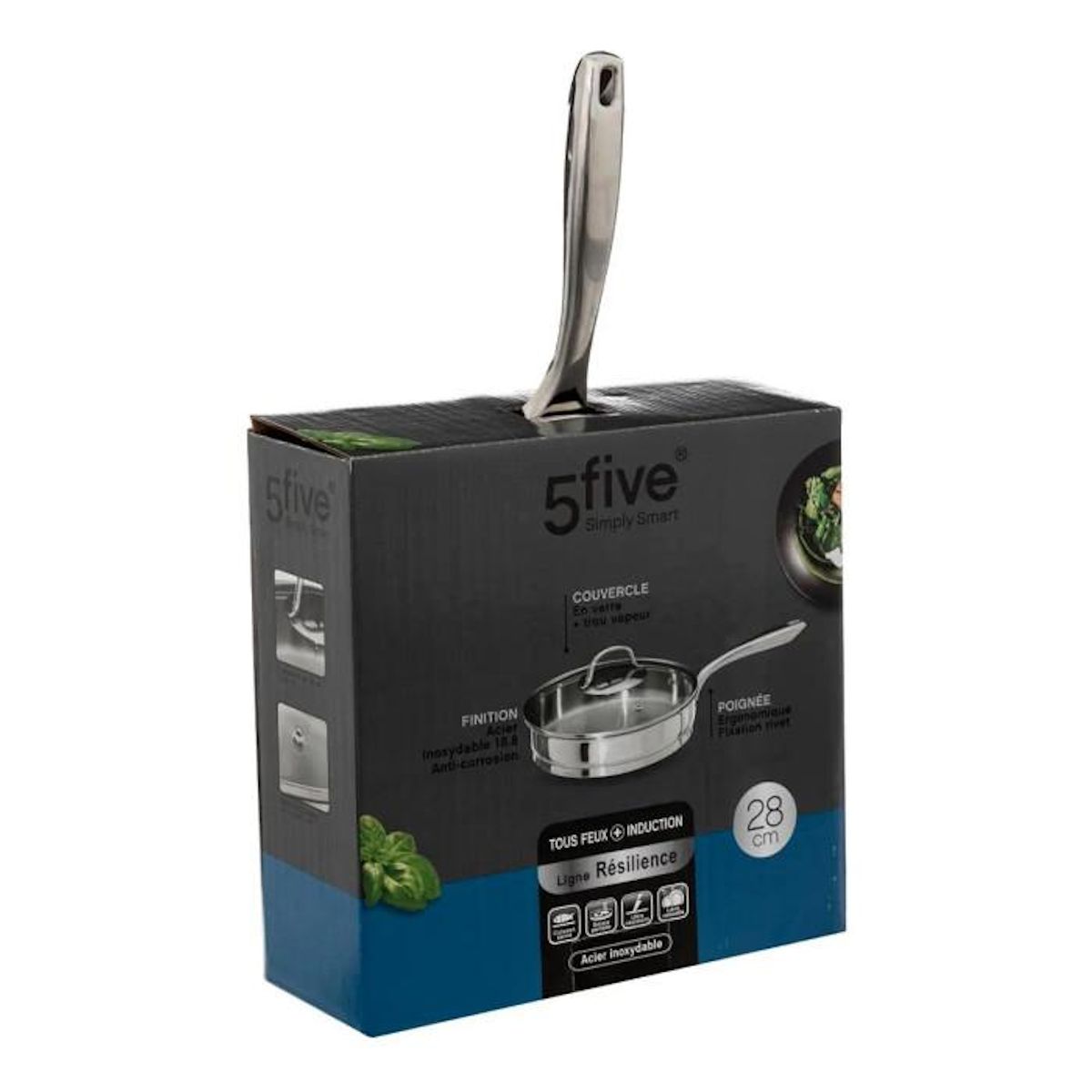 FIVE Sauteuse en Inox  Résilience  28cm Argent