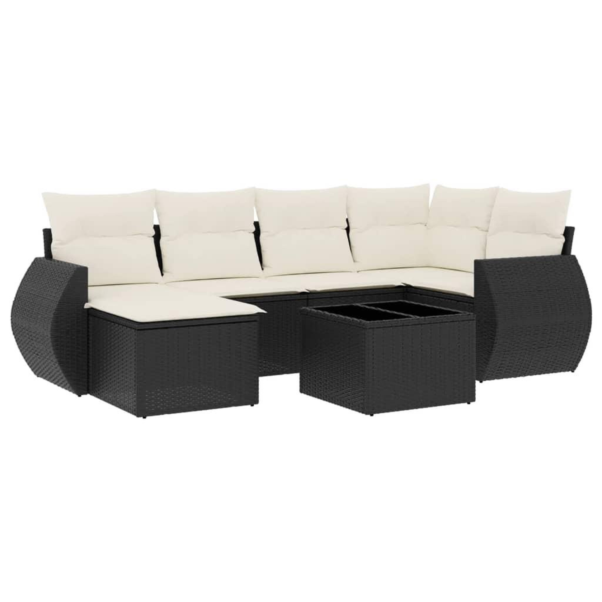 Voir la diapositive 2 : VIDAXL Salon de jardin 7 pcs avec coussins noir resine tressee