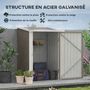 Voir la diapositive 5 : OUTSUNNY Abri de jardin - remise pour outils - cabanon porte verrouillable - dim. 1L x 1,03l x 1,6H m - tôle d'acier ondulée taupe