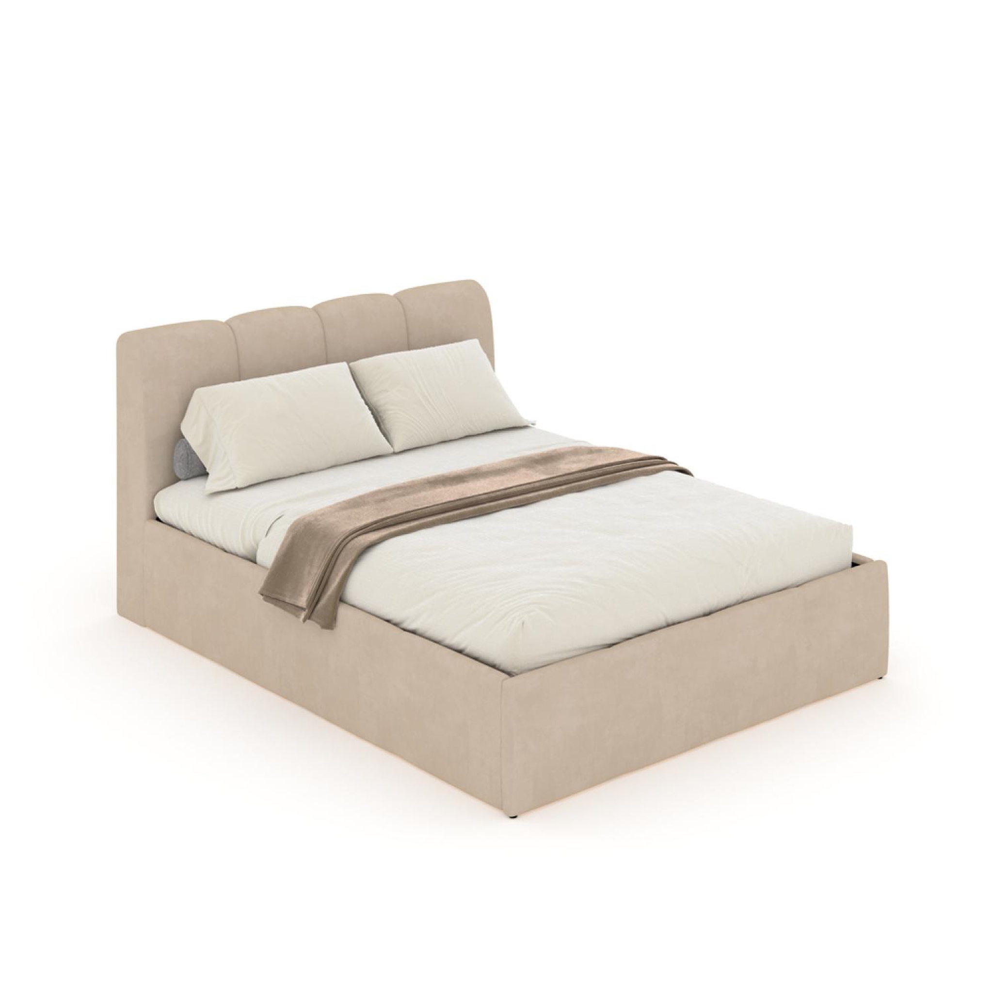 Voir la diapositive 6 : CONCEPT USINE Lit coffre style nuage led 160x200cm velours beige baltimore