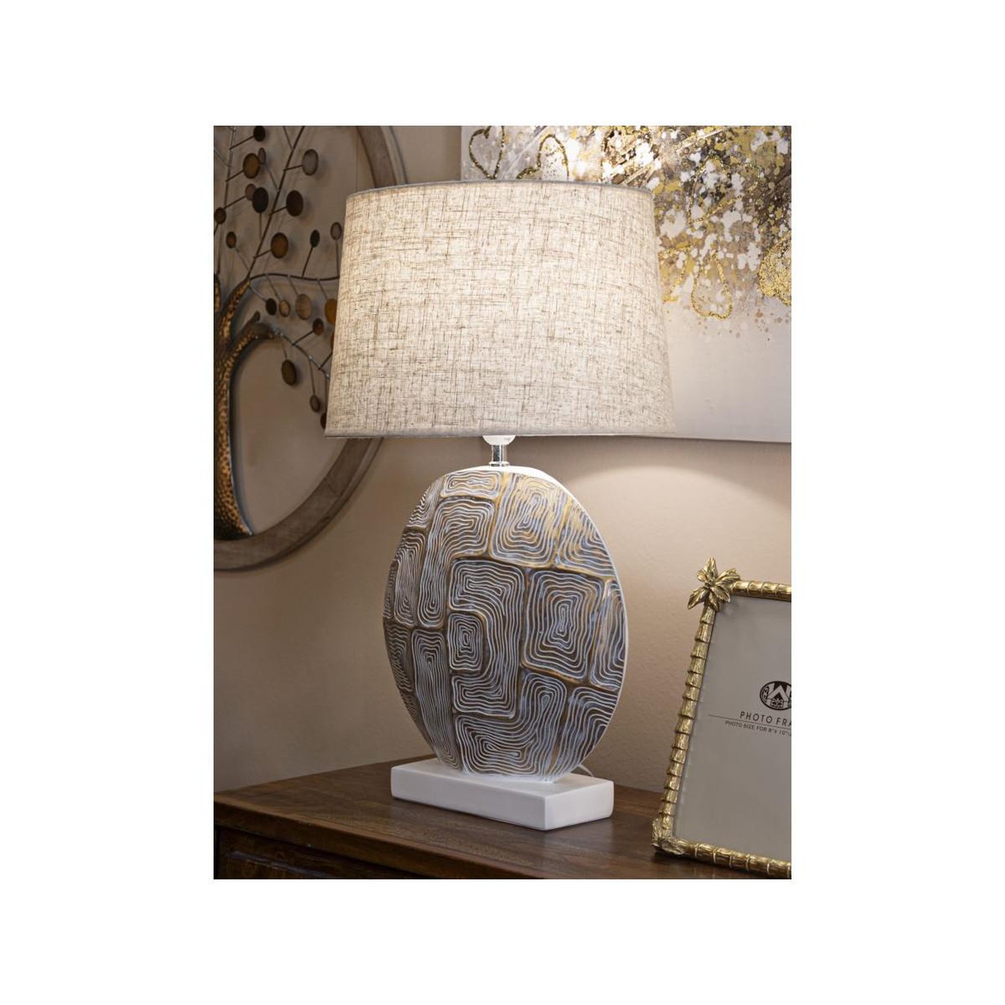 Voir la diapositive 6 : Paris Prix Lampe à poser en résine  elips  68cm or