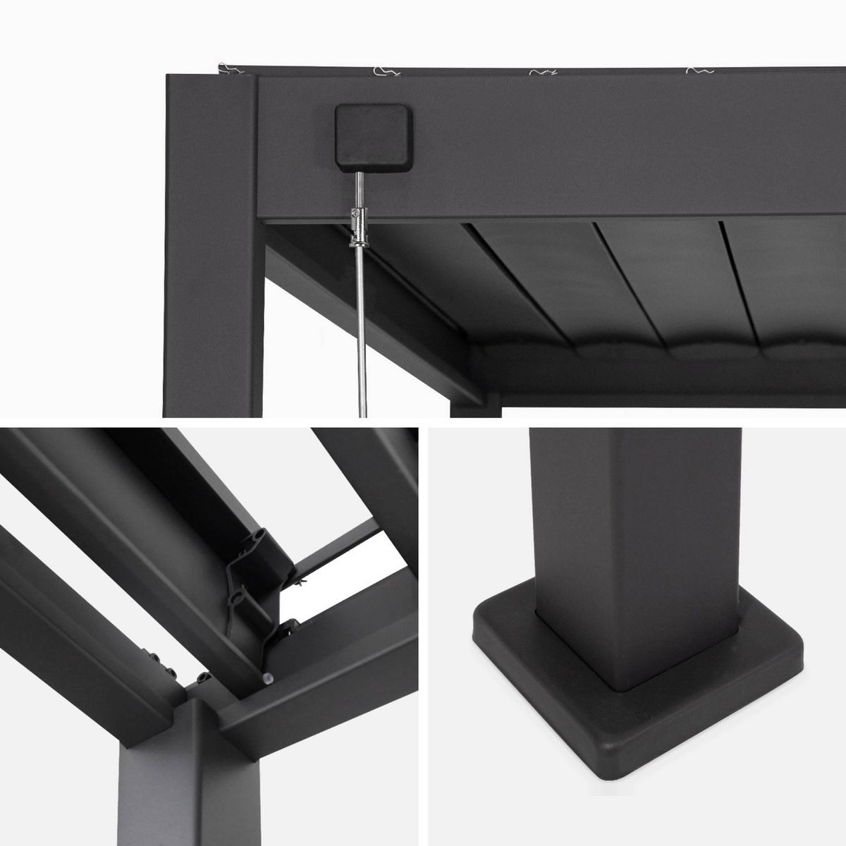 SWEEEK Pergola bioclimatique Triomphe 3x4 + 3 persiennes 100cm pour le côté de 3m. panneau brise vue. L 400 x P 300 x H 250 cm