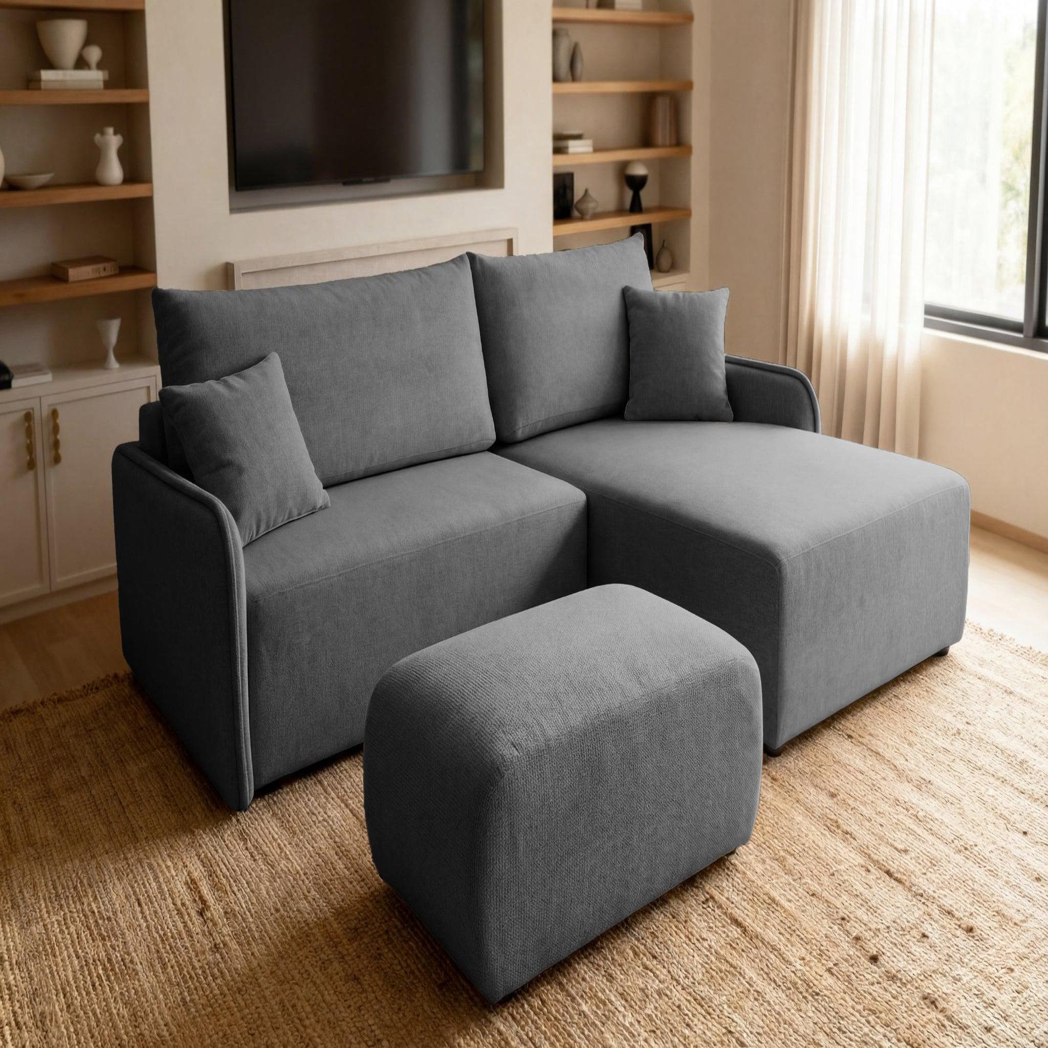 Voir la diapositive 4 : CASANOVA PARIS Sacha - pouf en tissu chiné 105x57x40