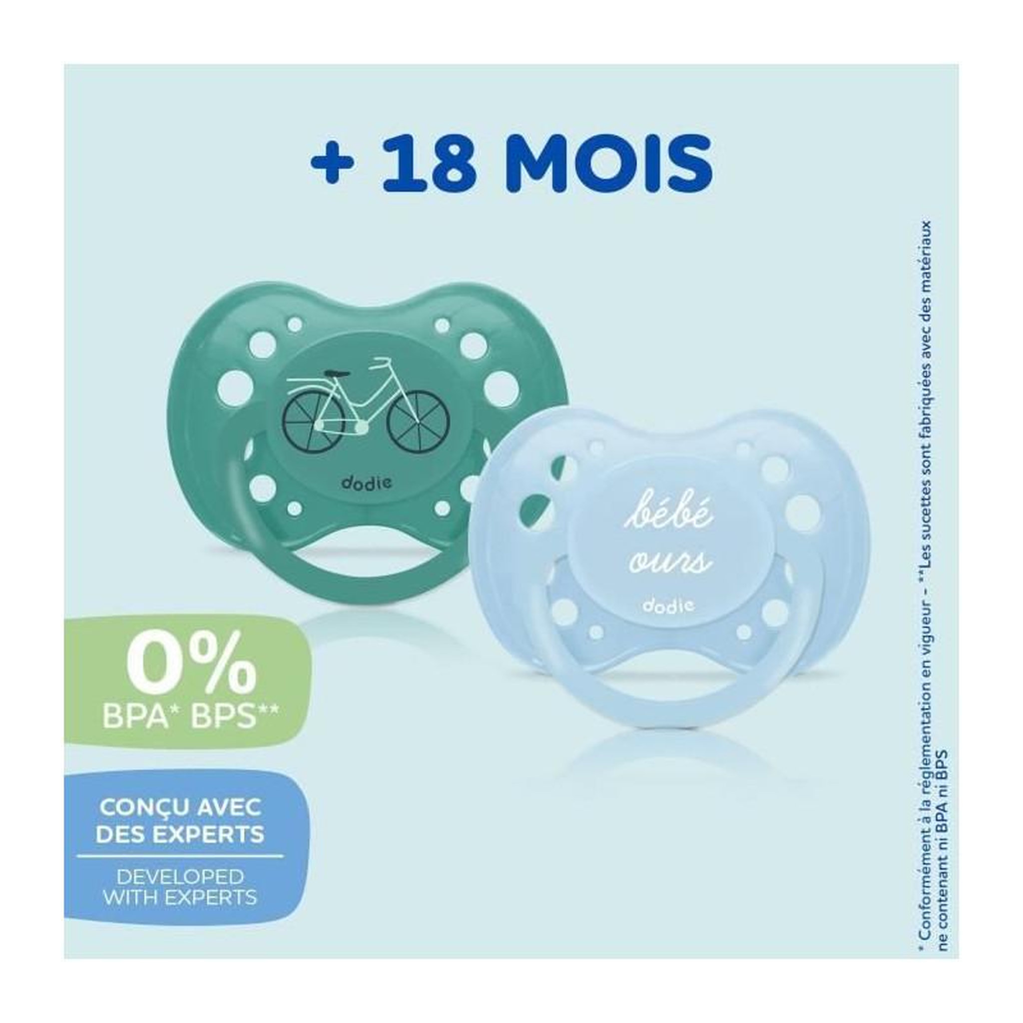 Voir la diapositive 2 : DODIE DODIE Lot de 3 Sucettes Anatomiques Jour +18 mois - Bébé Ours