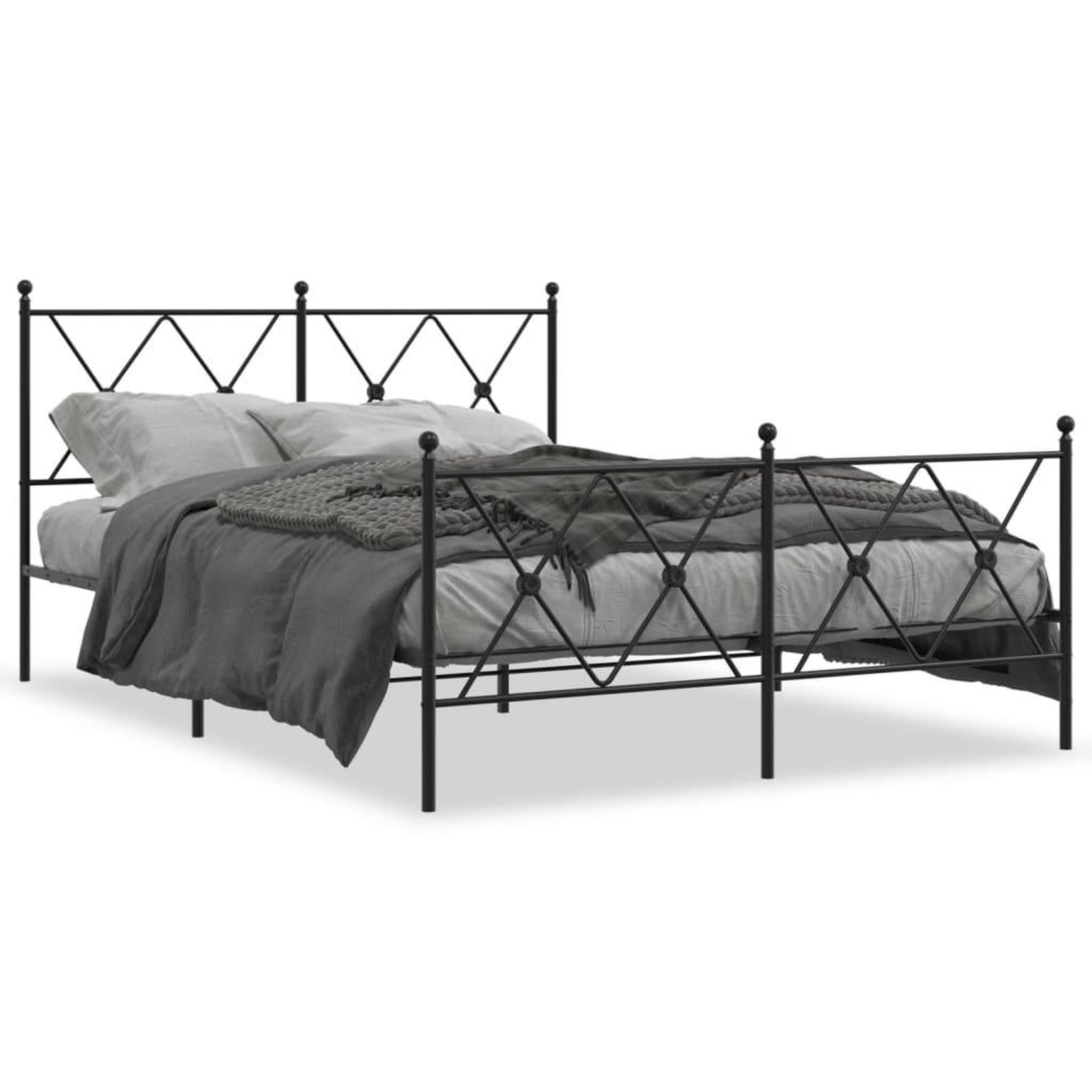 Voir la diapositive 2 : VIDAXL Cadre de lit metal sans matelas avec pied de lit noir 140x200cm