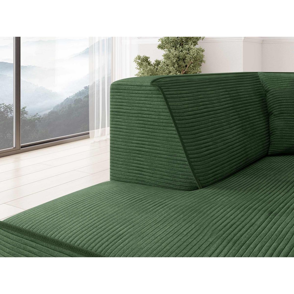 BEST MOBILIER Duchamp - canapé d'angle droit 5 places - en velours côtelé