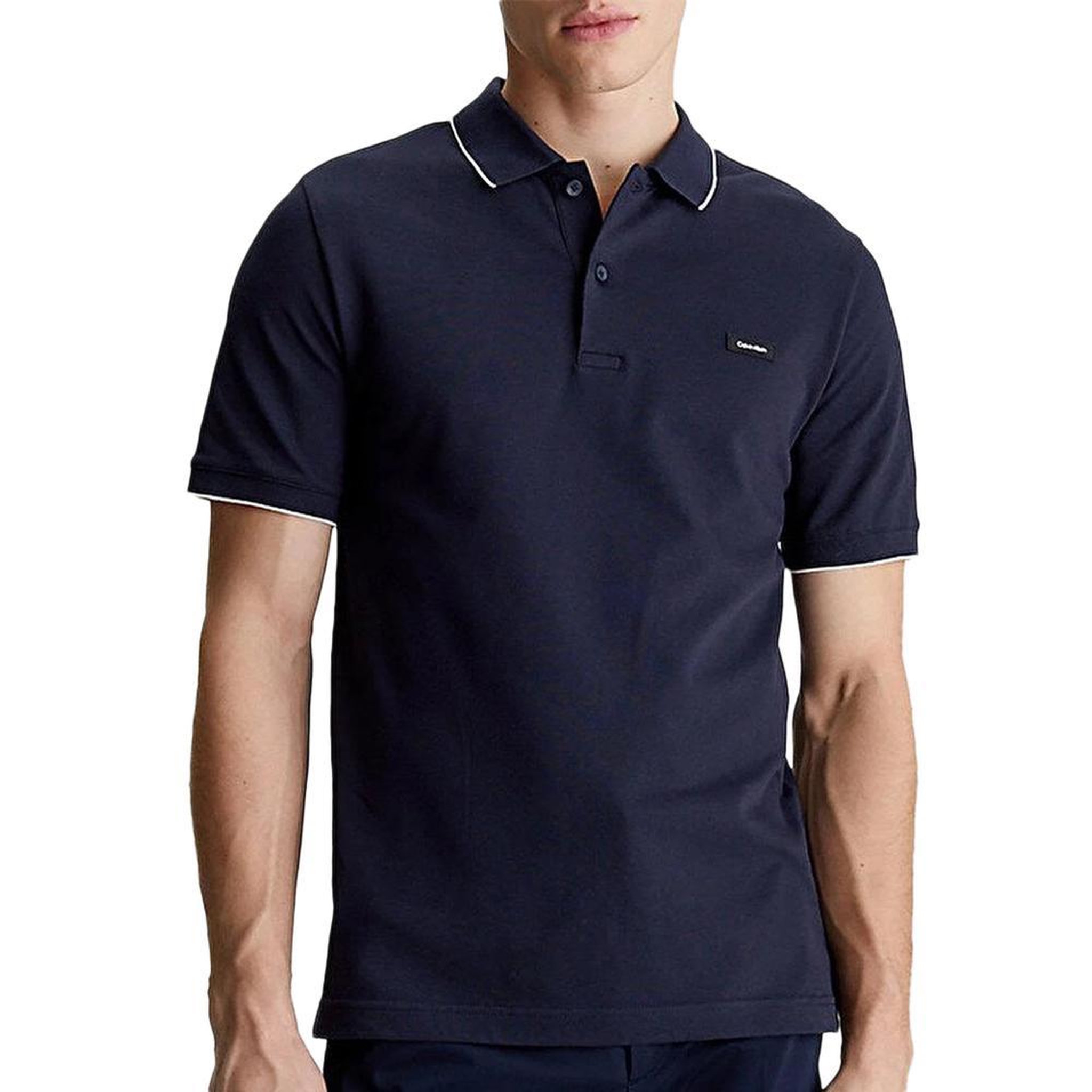 CALVIN KLEIN JEANS Polo Marine Homme Calvin Klein Jeans Pique Tippin. Coloris disponibles : Bleu