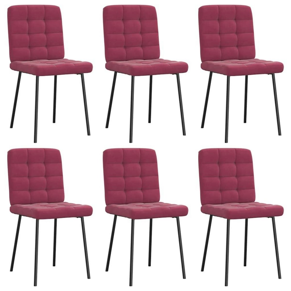 VIDAXL Chaises a manger lot de 6 rouge bordeaux velours
