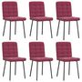 Voir la diapositive 1 : VIDAXL Chaises a manger lot de 6 rouge bordeaux velours