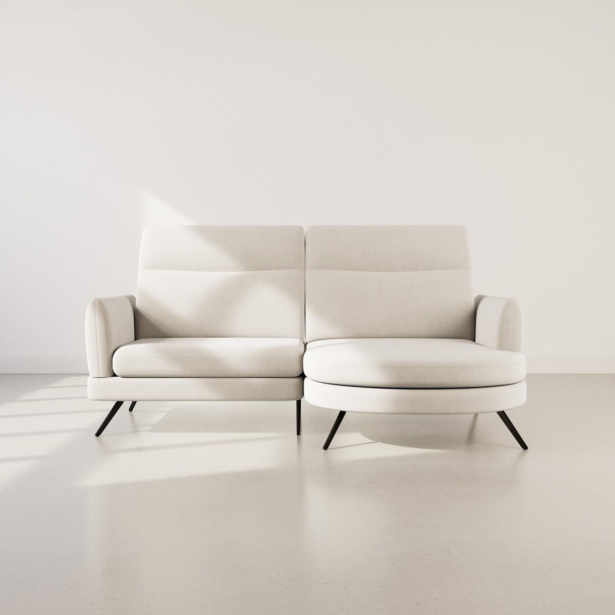 LISA DESIGN Terry - canapé d'angle droit 4 places avec têtières réglables en tissu texturé