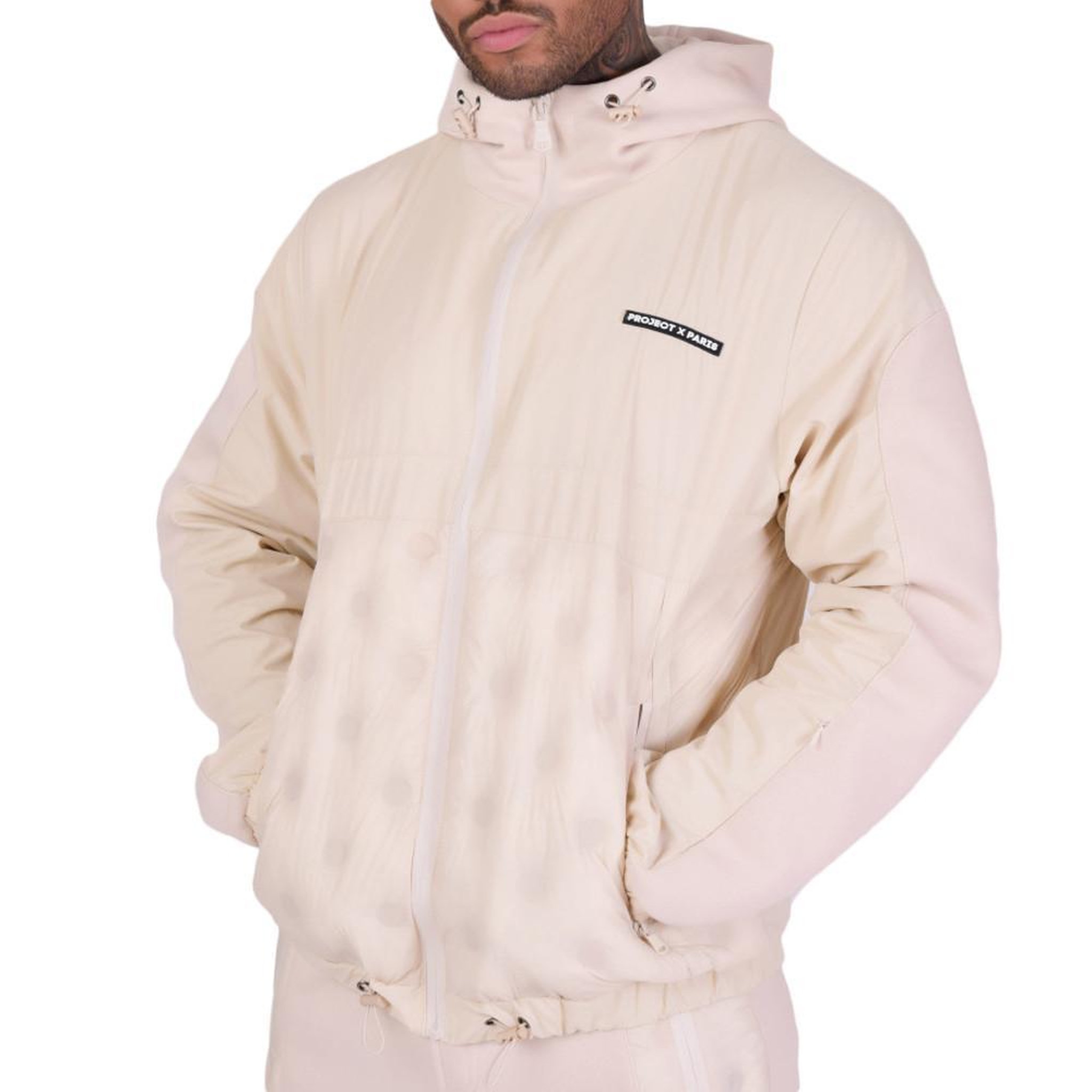 Voir la diapositive 2 : Project X Veste à capuche écru homme project x paris matelassage