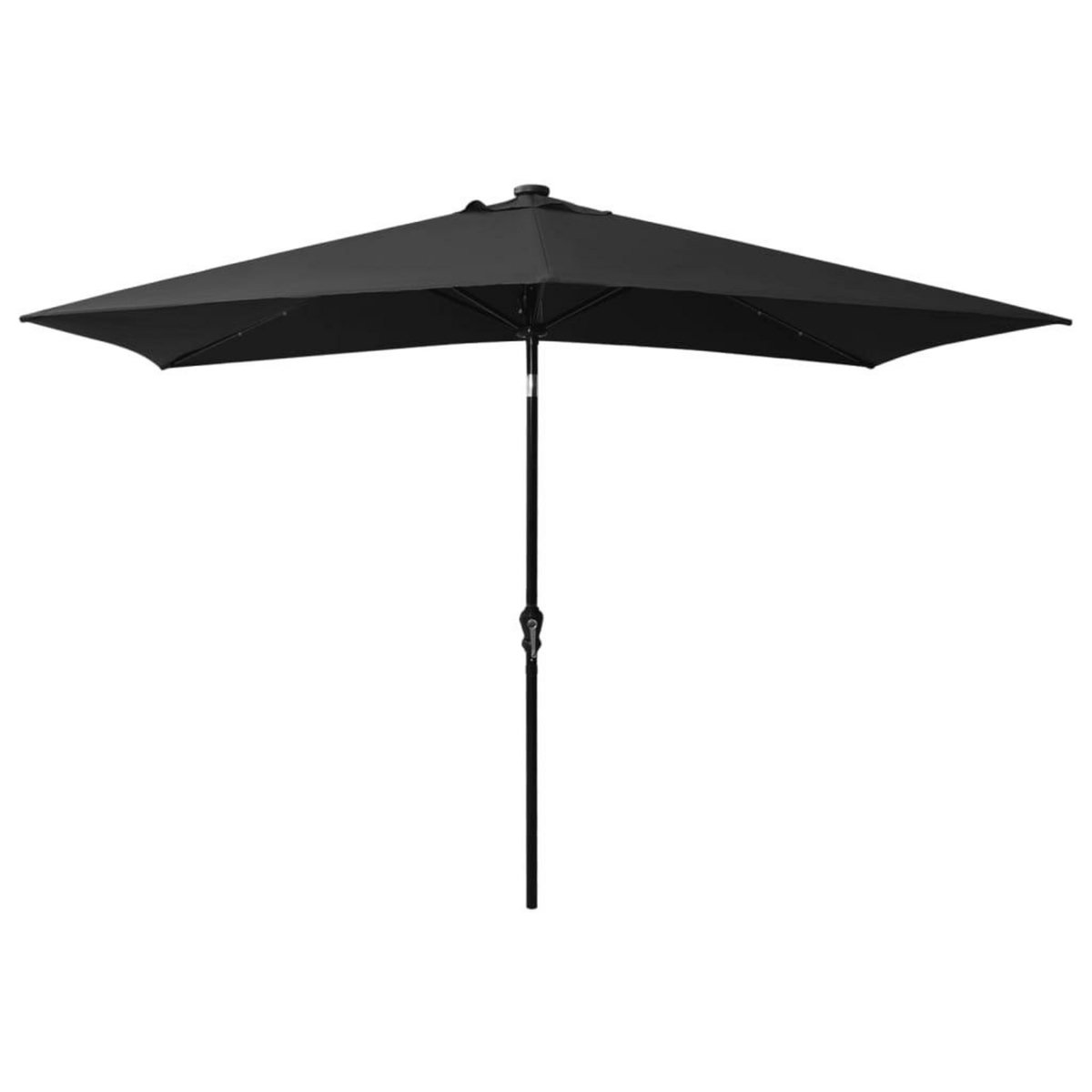 VIDAXL Parasol de jardin avec LED et mat en acier noir 2x3 m