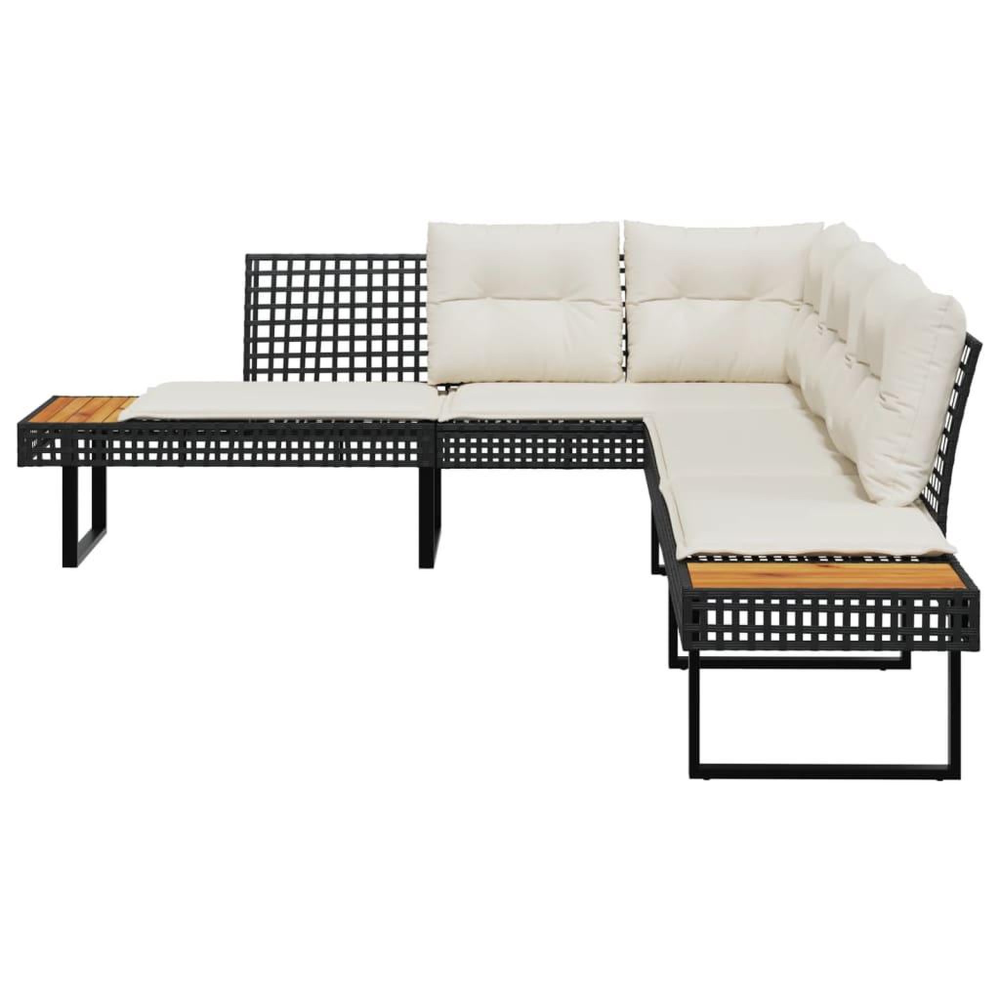 Voir la diapositive 3 : VIDAXL Canape de jardin avec coussins en forme de L noir rotin acacia