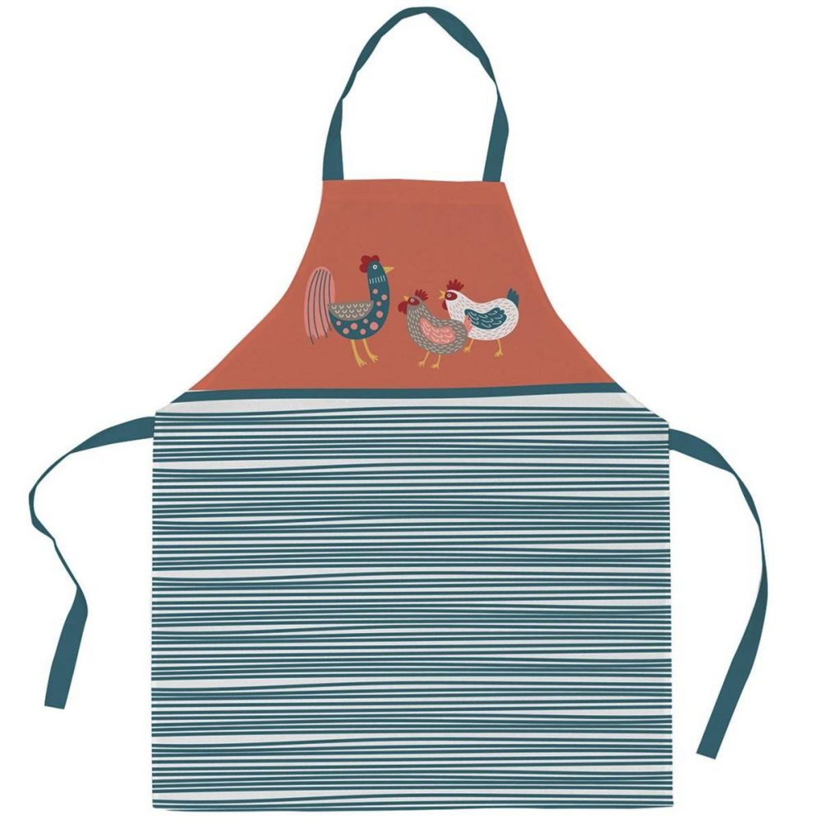 ATELIER DU COTON Tablier avec sangle ajustable 80x85 cm Poule ou Coq coton