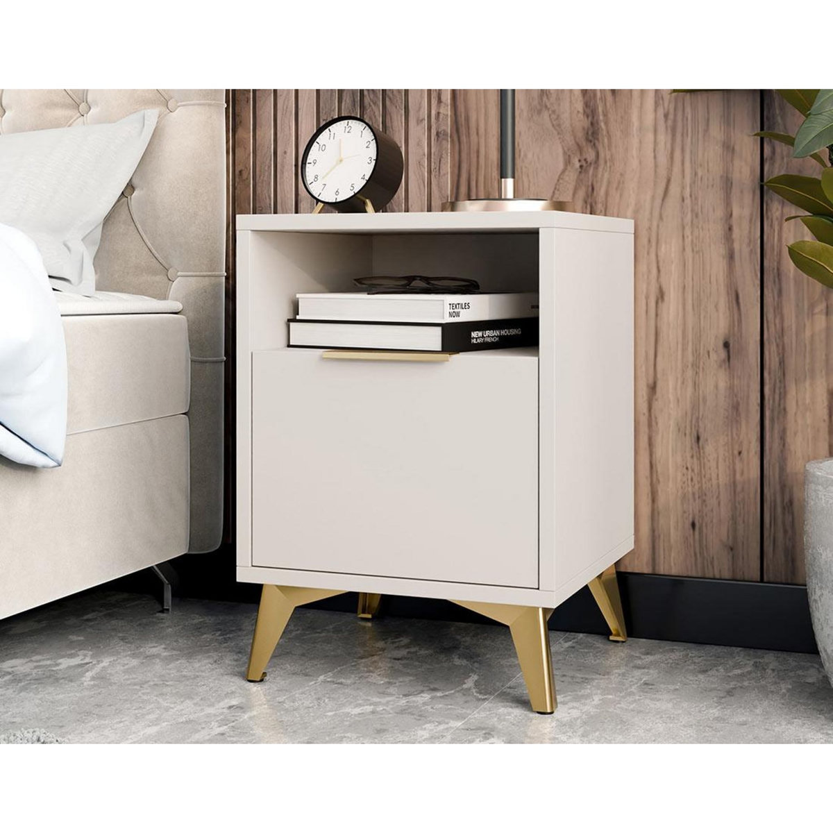 BEST MOBILIER Boccioni - table de chevet - beige - 44 cm