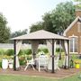 Voir la diapositive 2 : OUTSUNNY Tonnelle barnum de jardin 2,97L x 2,97l m avec 4 parois latérales amovibles - toit avec évent - porte zippée - armature aluminium et acier - beige