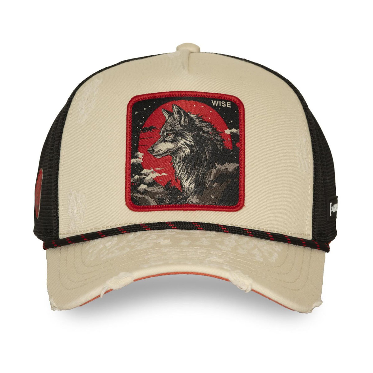 CAPSLAB Casquette trucker premium avec filet et patch Wise Wolf