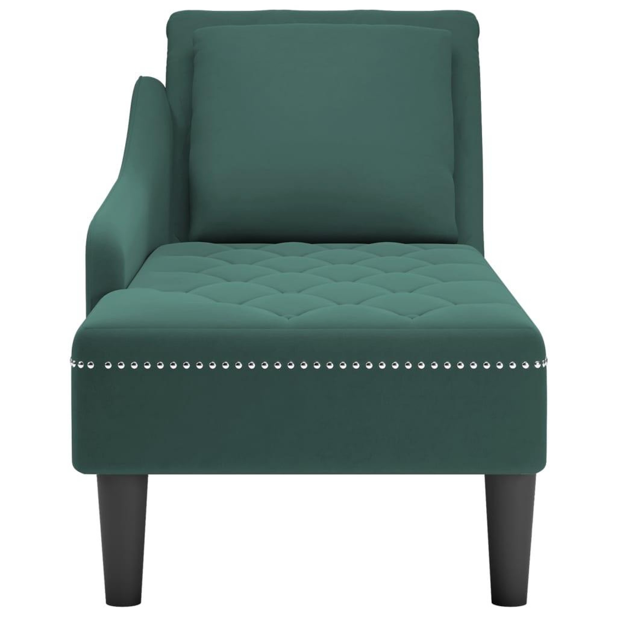 Voir la diapositive 4 : VIDAXL Fauteuil long et coussin et accoudoir droit vert fonce velours