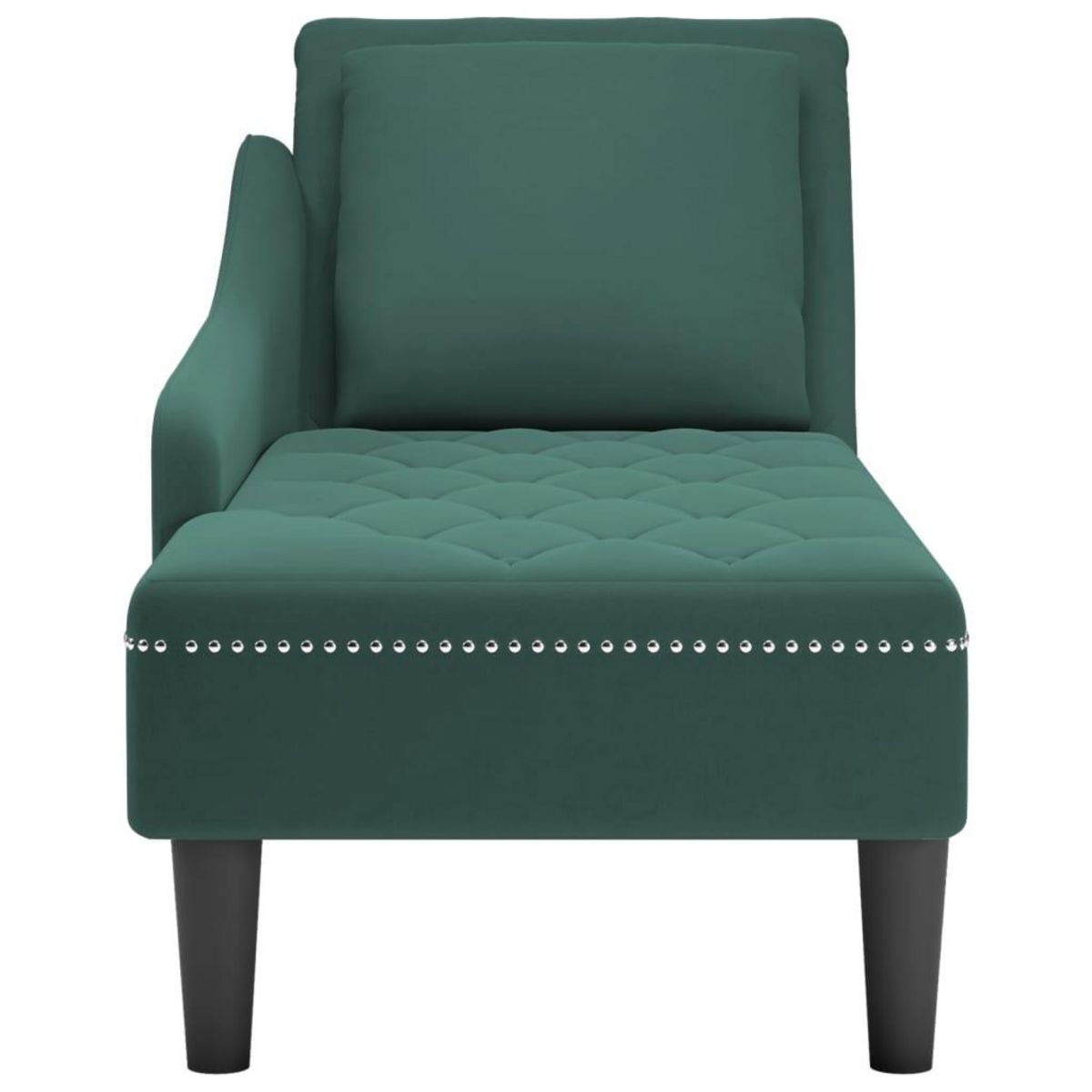 VIDAXL Fauteuil long et coussin et accoudoir droit vert fonce velours