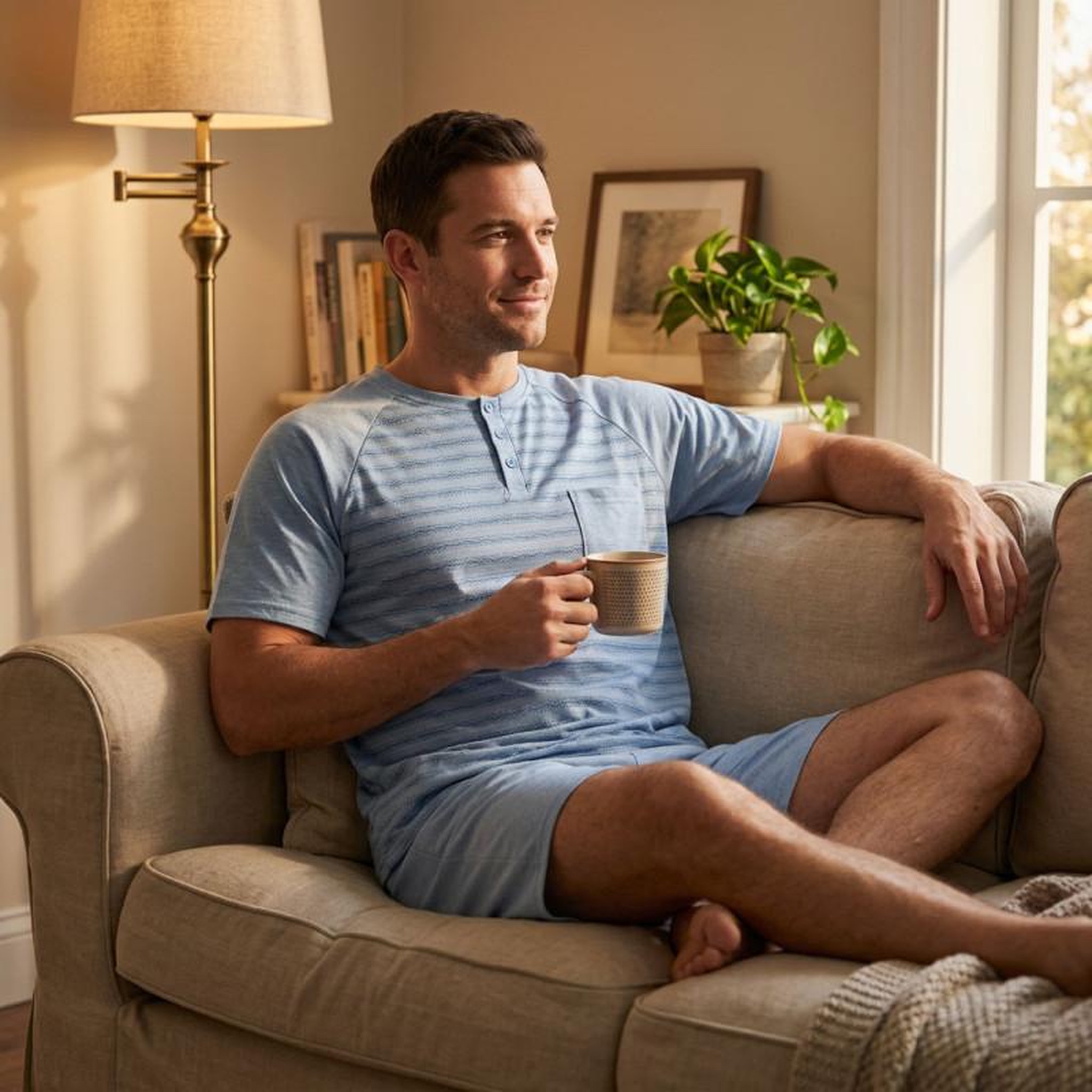 Voir la diapositive 4 : OZABI OZABI Ensemble Pyjama Pyjama Court Homme Coton