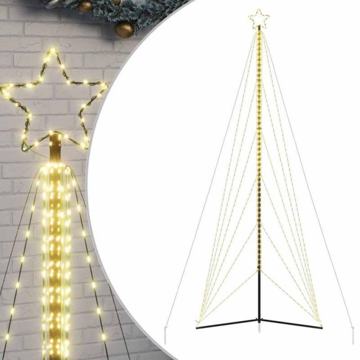 VIDAXL Guirlande de sapin de Noël 861 LED blanc chaud 478 cm