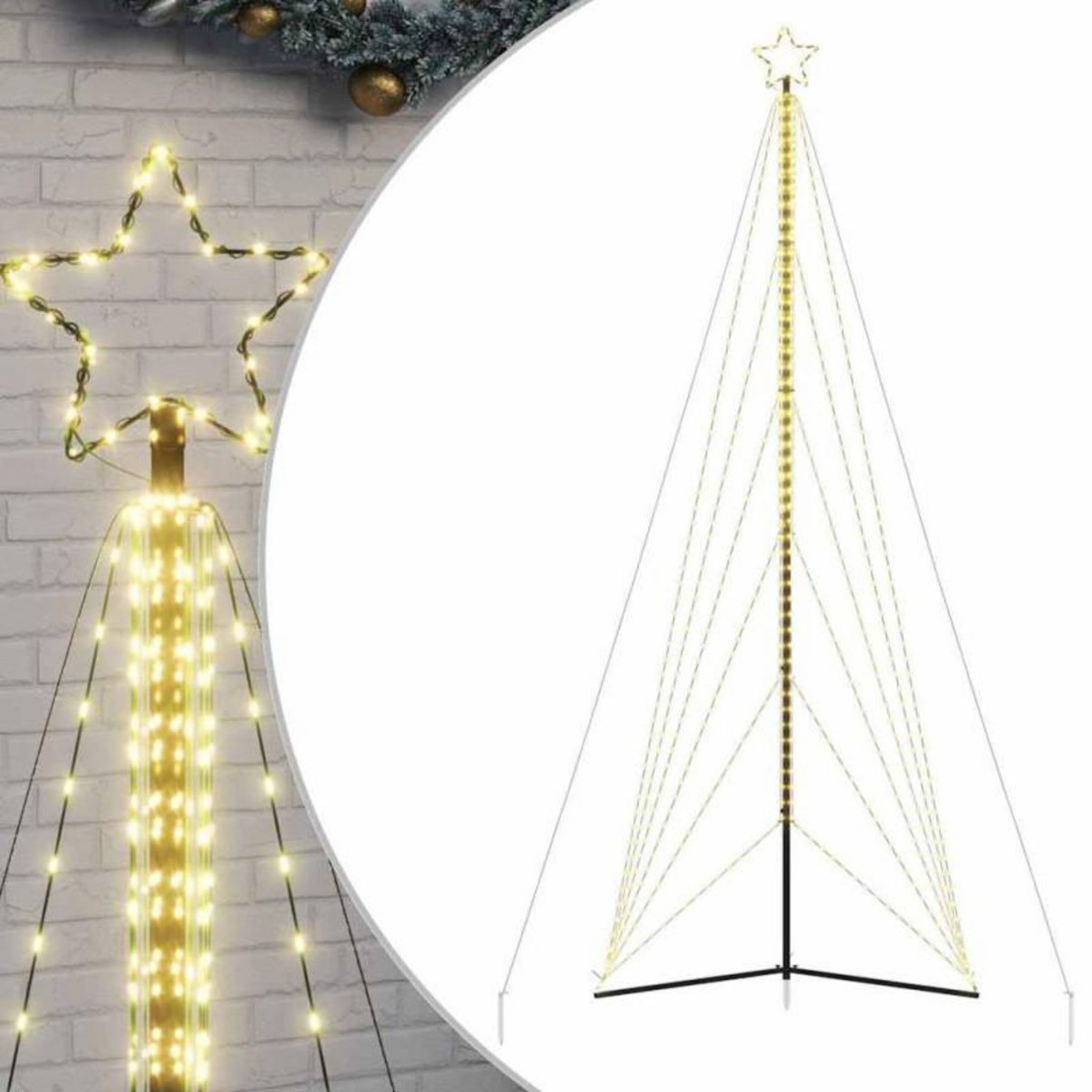 VIDAXL Guirlande de sapin de Noël 861 LED blanc chaud 478 cm