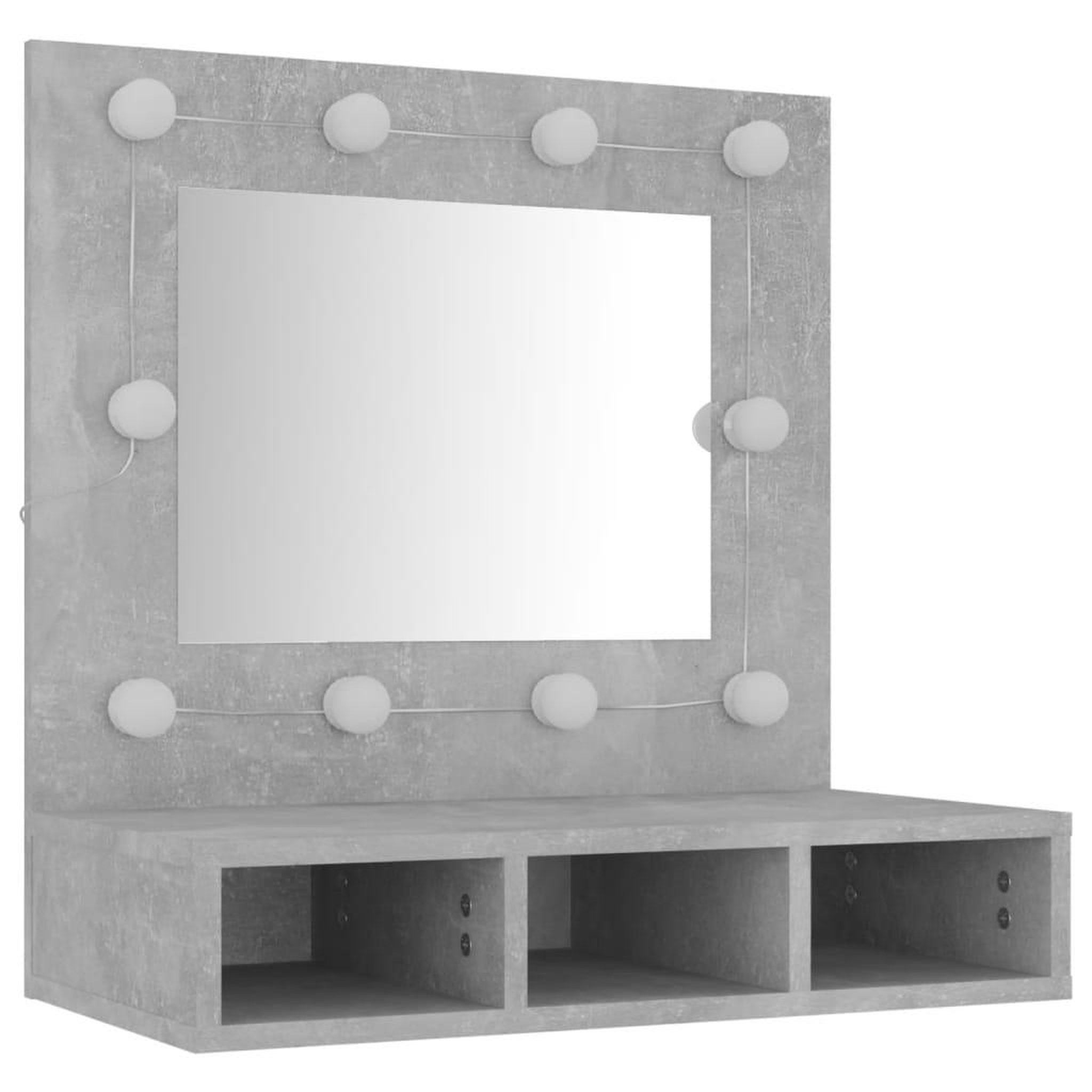 Voir la diapositive 4 : VIDAXL Armoire a miroir avec LED Gris beton 60x31,5x62 cm