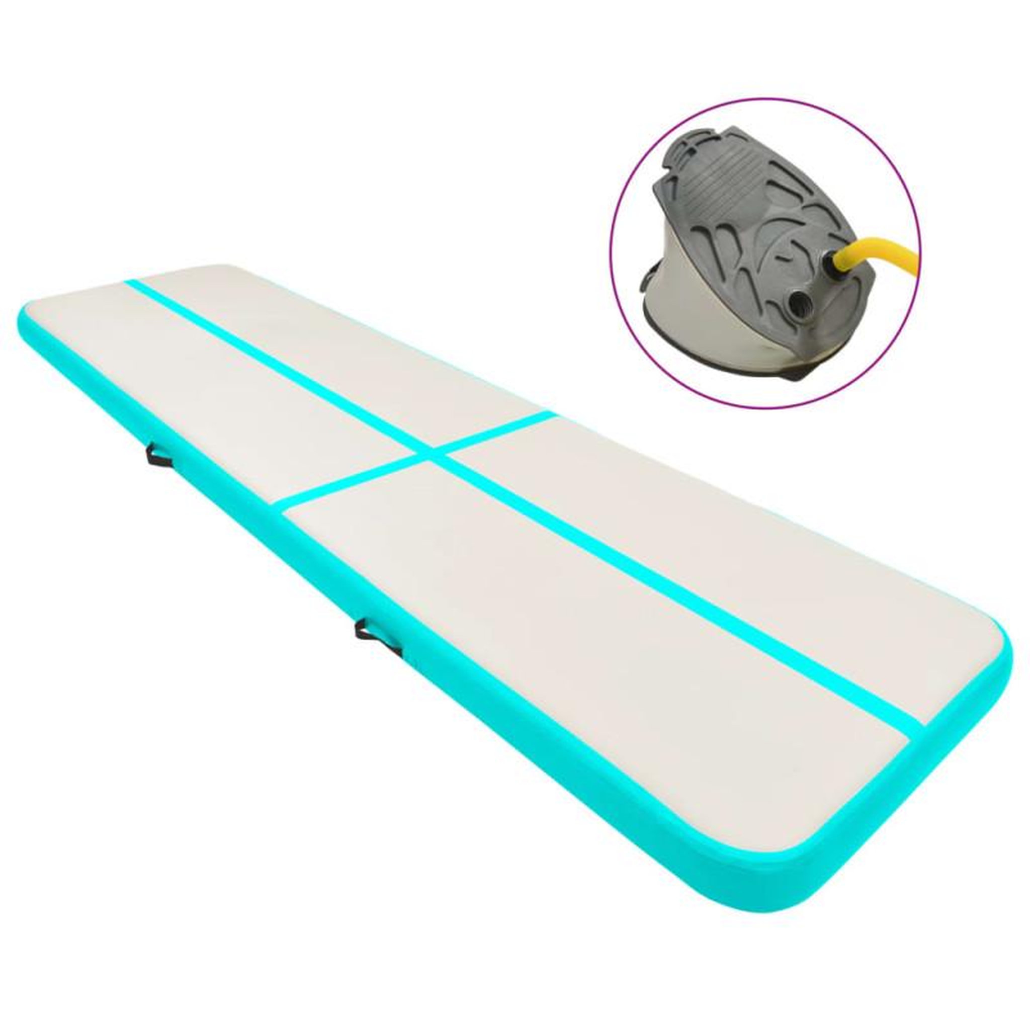 VIDAXL Tapis gonflable de gymnastique avec pompe 600x100x20cm PVC Vert
