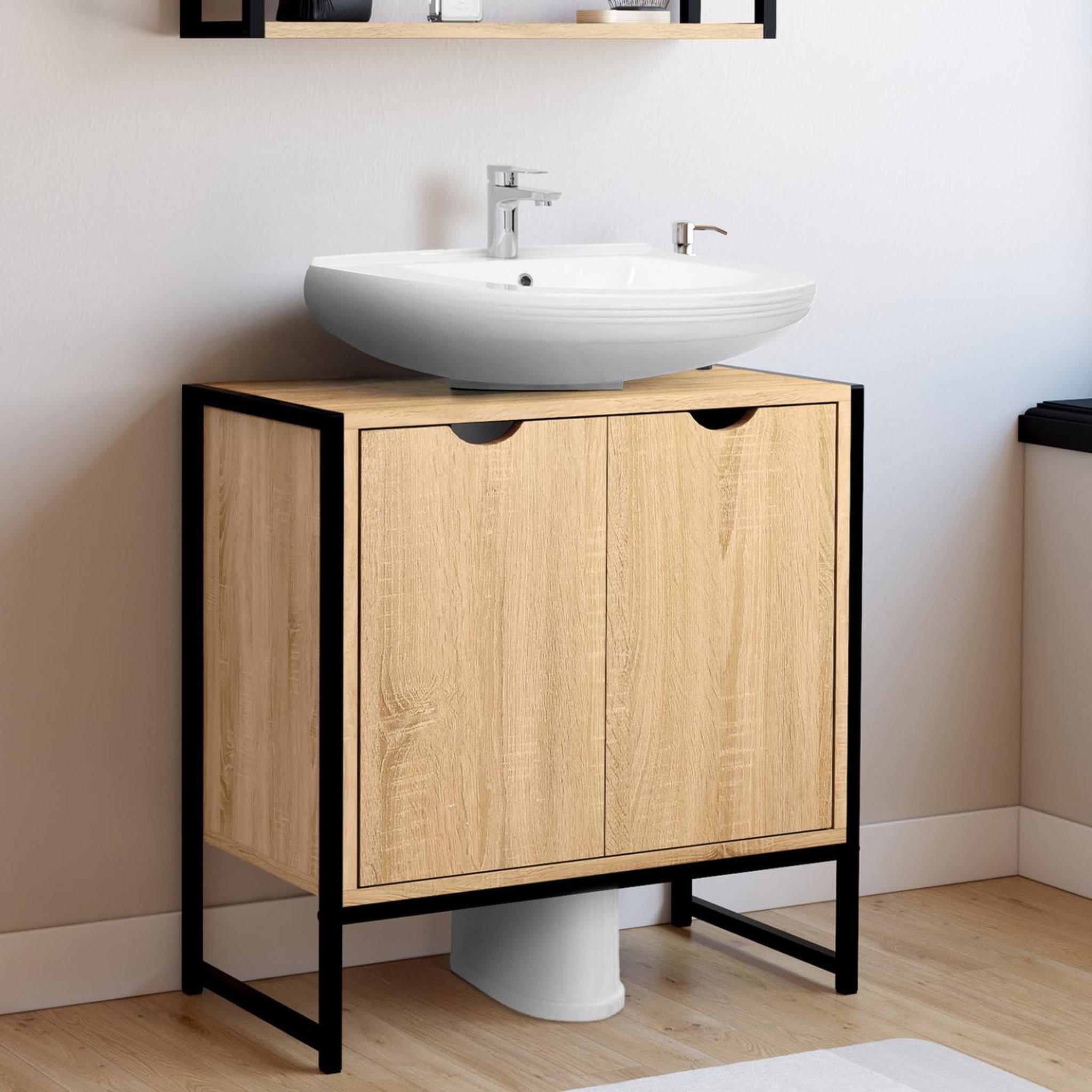 Voir la diapositive 2 : ID MARKET Meuble sous lavabo salle de bain DETROIT design industriel