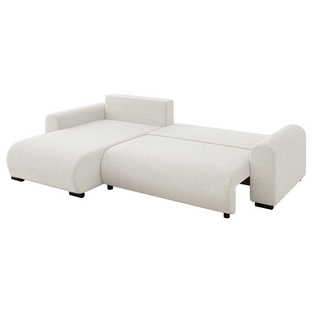 BEST MOBILIER Rosalie - canapé d'angle réversible 4 places convertible avec coffre en velours texturé