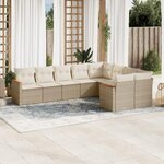 VIDAXL Salon de jardin avec coussins 9 pcs beige resine tressee