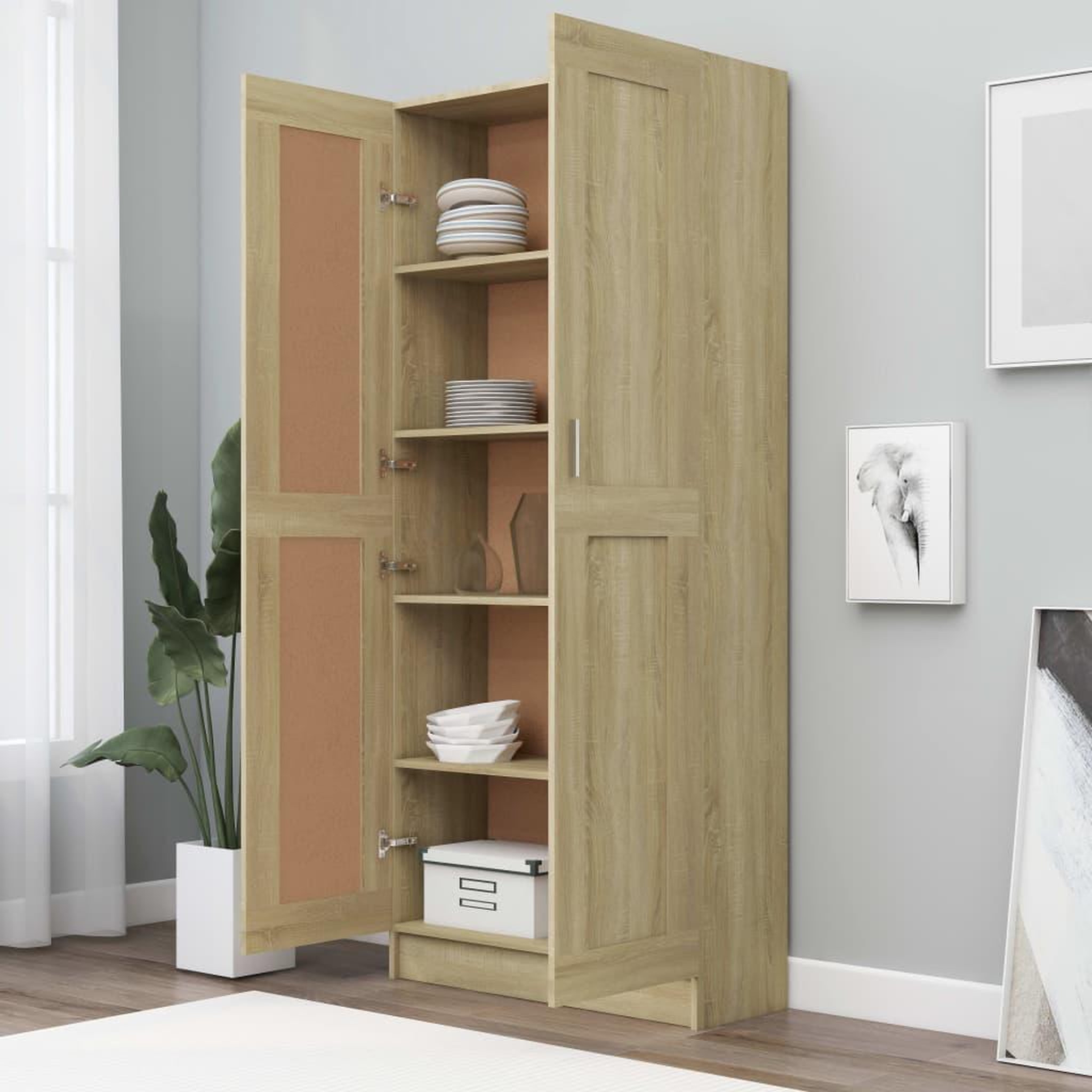 Voir la diapositive 3 : VIDAXL Bibliotheque Chene sonoma 82,5x30,5x185,5 cm Bois d'ingenierie