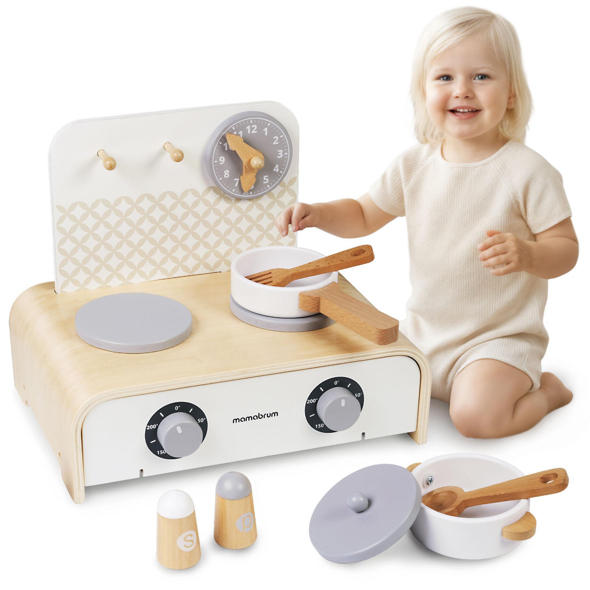 MAMABRUM Cuisine Enfant Bois Pliante Mamabrum Dinette Portable 32x21 cm Accessoires 3 Ans
