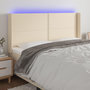 Voir la diapositive 1 : VIDAXL Tete de lit a LED Creme 183x16x118/128 cm Tissu