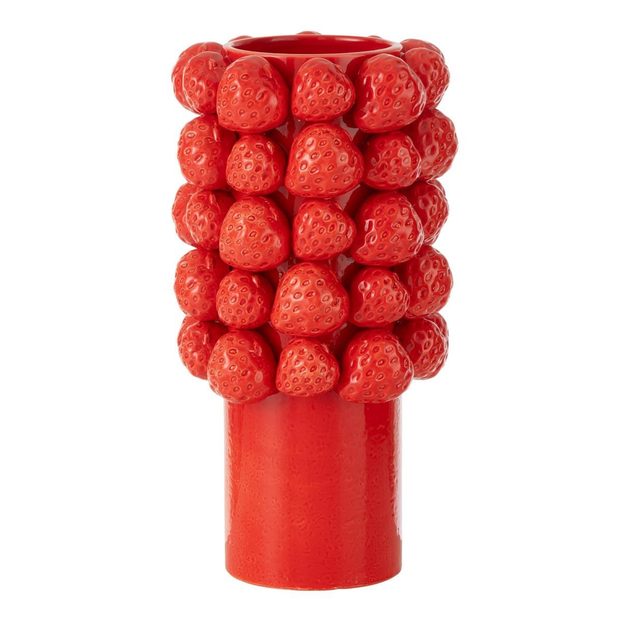 J-LINE Vase déco en céramique  fraise  34cm rouge