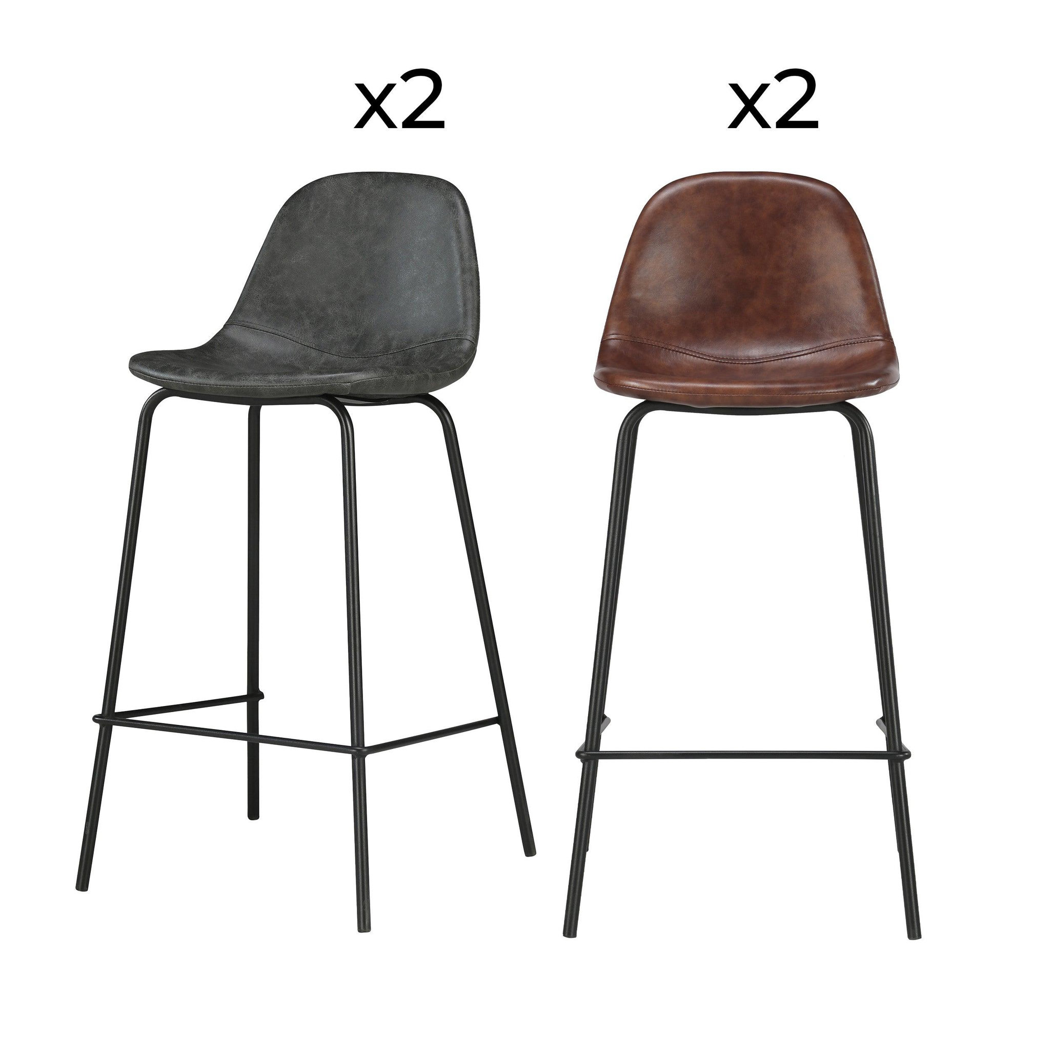 MAISON PAVANE Pack 4 chaises pour îlot central marron et gris/noir 65 cm-henrik