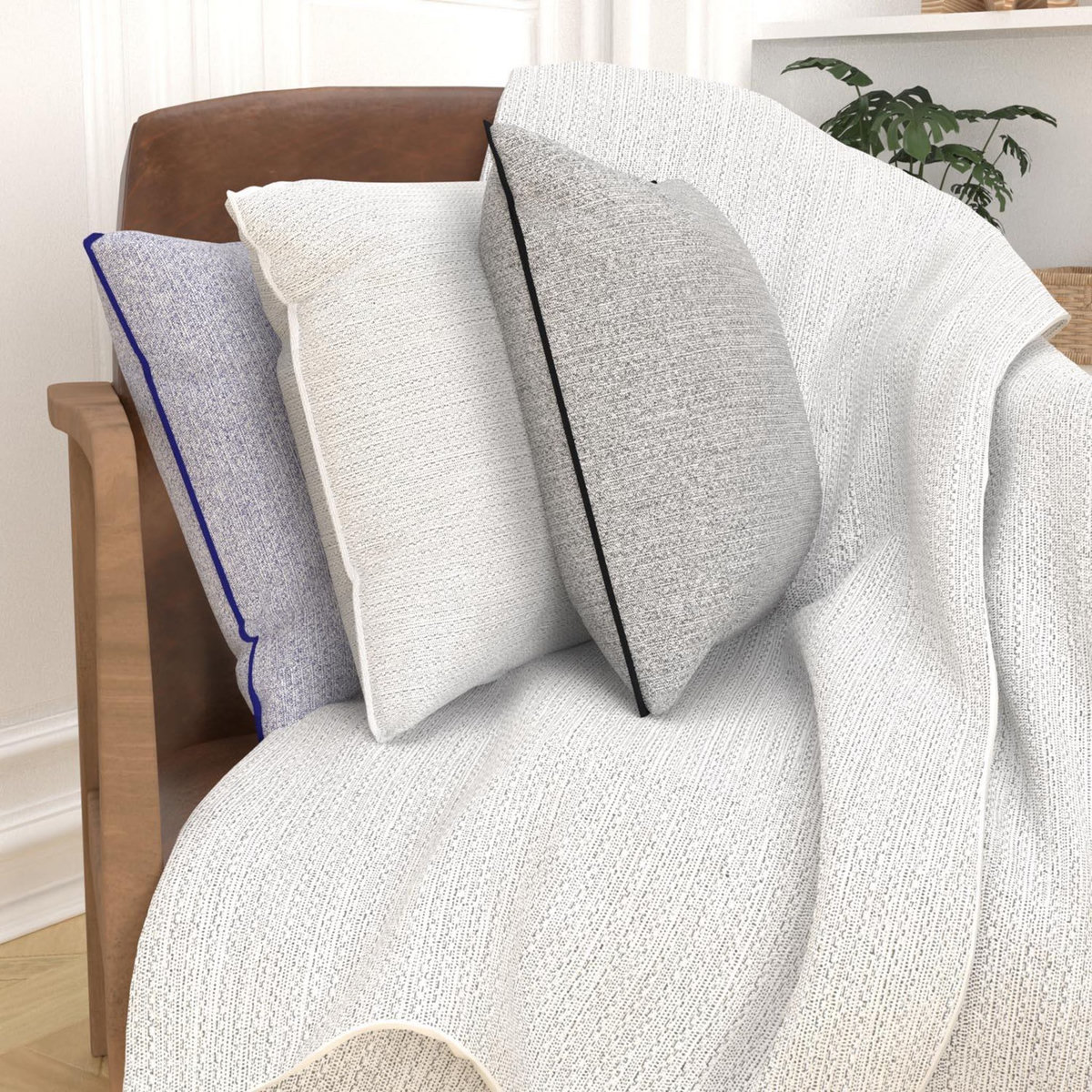 SOLEIL D'OCRE Coussin en coton recyclé 40x40 cm PIERRE, par Soleil d'Ocre